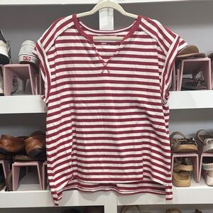 Aerie Red and White Striped Short Sleeve Tee